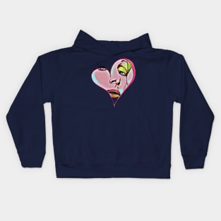 Heart shaped glamour model face Kids Hoodie